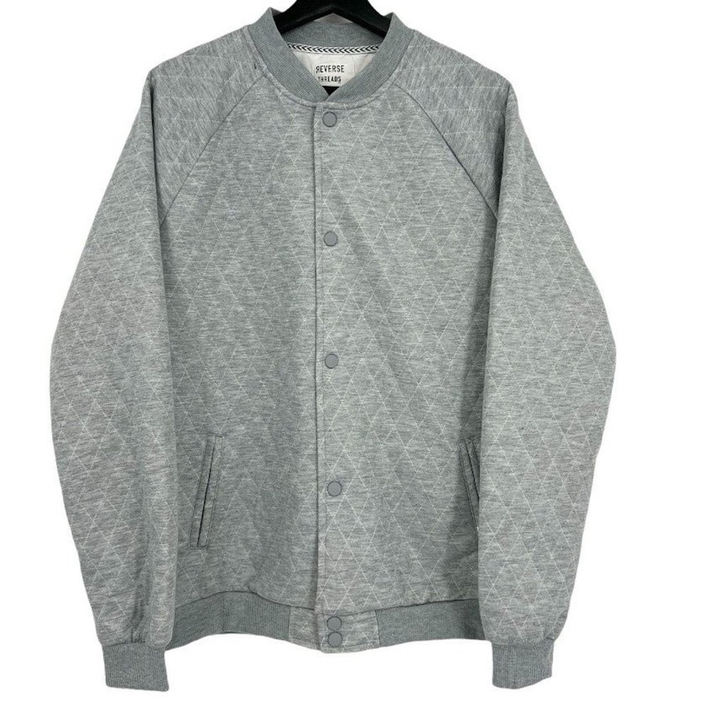 Reverse Threads Faux Quilted Sweatshirt Jacket Size Large XXL Gray NWT
